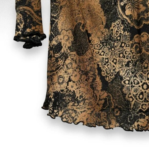 Vintage Y2K Mesh Whimsigoth Crochet Top Shirt Black Brown Goth Witch Size - Picture 8 of 8